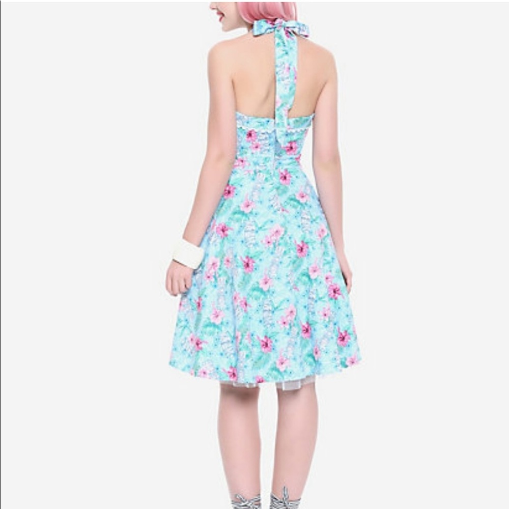 Light blue pin-up tiki dress with pink flowers!